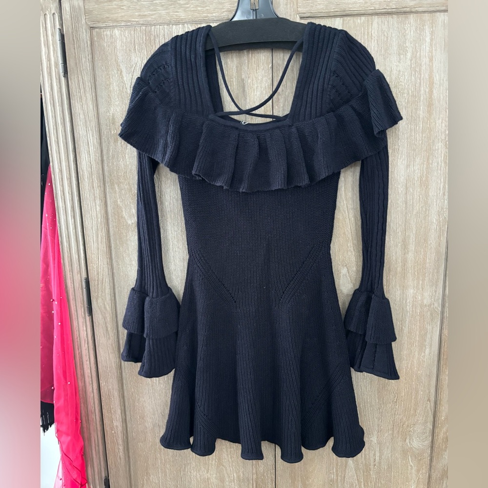 Whole new Self-Portrait ribbed knit navy dress, size M